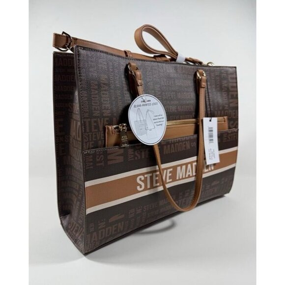 NEW Steve Madden Women's Large Blivia-Printed Logo Tote Bag with Pouch NWT $118 - Picture 6 of 6